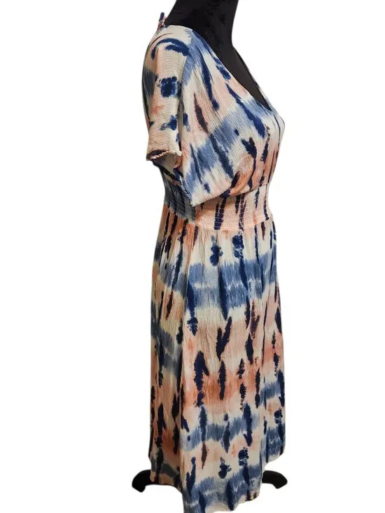 Bebop Short Sleeve Pink and Blue Tie Dye Dress Size M - Picture 4 of 4